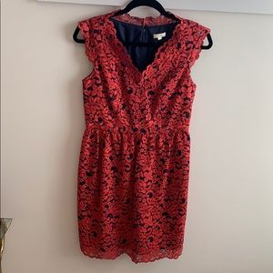 Red/navy lace dress